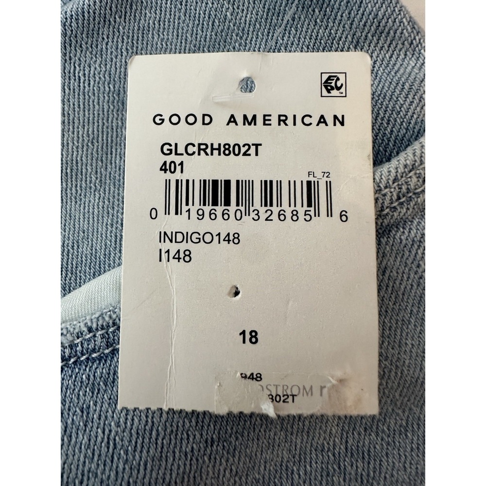 New Good American Jeans GOOD LEGS CROPPED Women's Size 18 Plus Blue Distressed - Picture 10 of 11